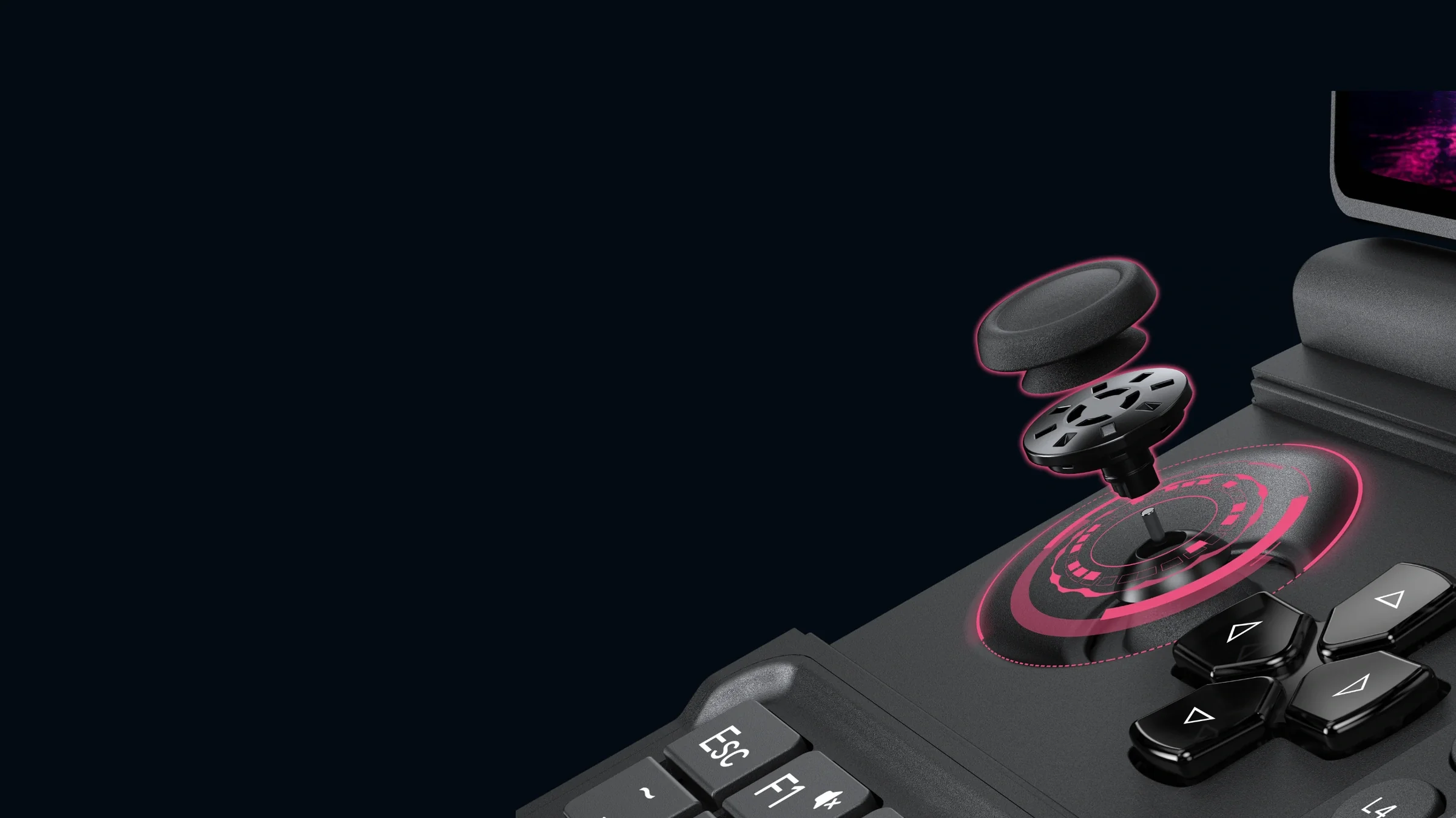 静電容量式スティックのキャップ、軸、センサー構造の接写